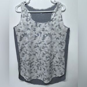 Tuff Athletics Women's White‎ & Gray Geometric Racer Back Tank Tops Size Large